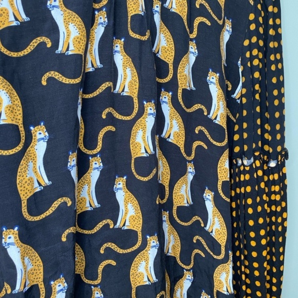 Anthropologie Blink‎ London Womens Top Cheetah Polka Dot Long Sleeve Size medium - Picture 2 of 5